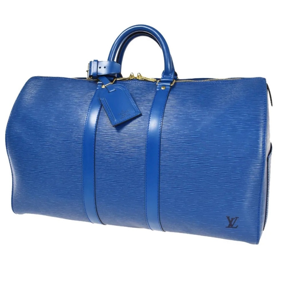 LOUIS VUITTON Keepall 55 Travel Hand Bag Epi Leather Blue M42955 France 89MQ629